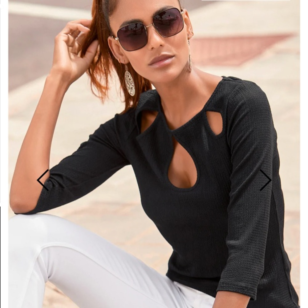 Venus Black Cut Out Long Sleeve Top